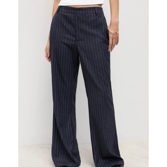 XL Flared Pants - Never Worn - Dark Navy Pinstripe - Picture 4 of 10